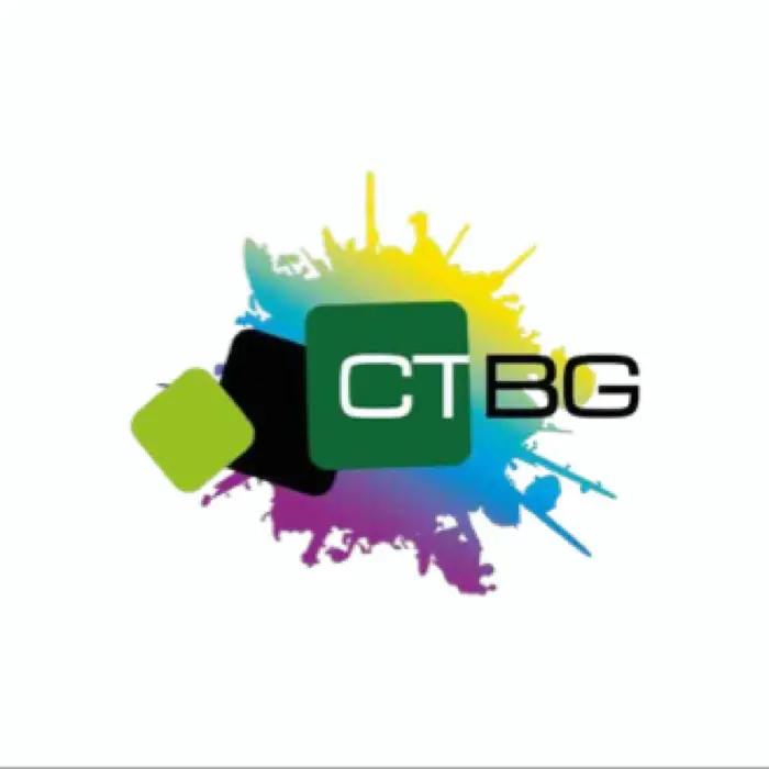 Ancien logo de CTBG, très coloré, avec des éclaboussures de peinture
