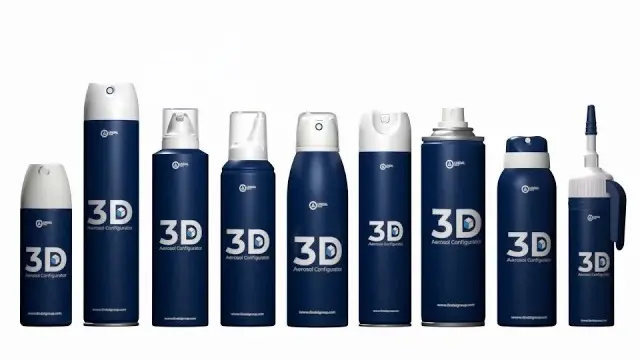 Gamme de bombes aérosols en 3D issue du configurateur 3D de Lindal Group